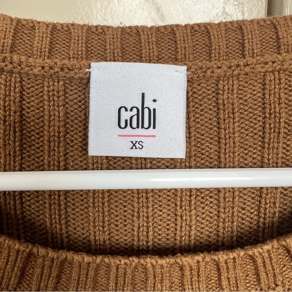 CAbi Mustard Brown Luna Pullover Ribbed Chunky Boxy Crop Sweater Size XS - Picture 5 of 12